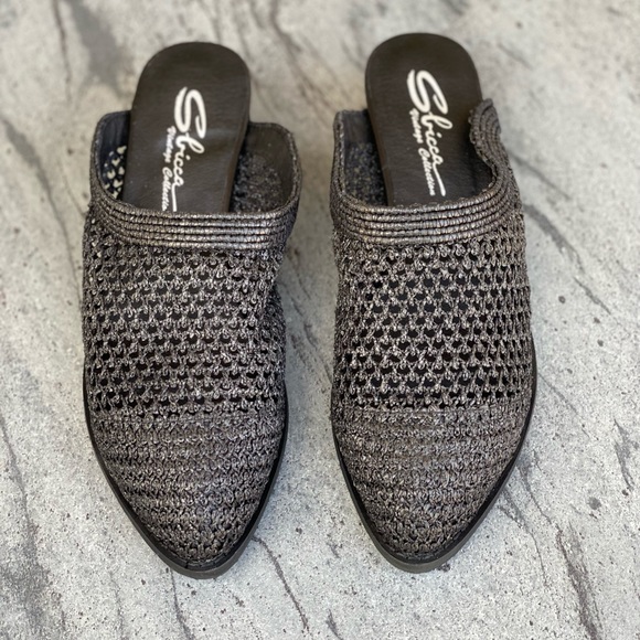 Woven Pointed Toe Slip On Heeled Mule Bootie - Picture 3 of 7